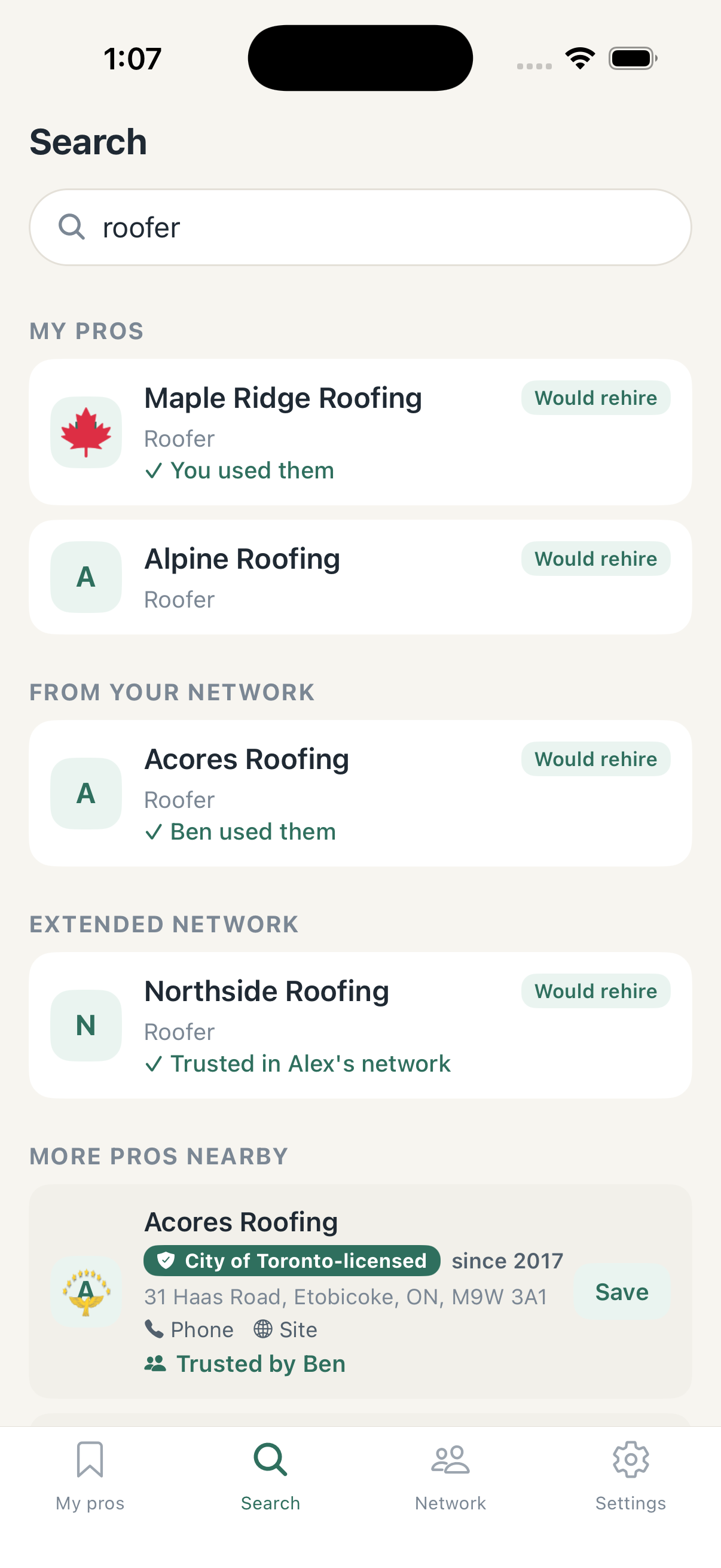 Search your network before strangers